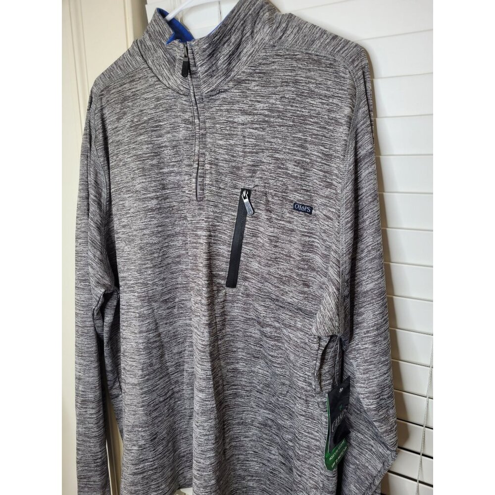 Chaps Golf Mens 1/4 Zip Pullover Gray Heather XXL Polyester NEW Comfort easycare - Picture 3 of 5